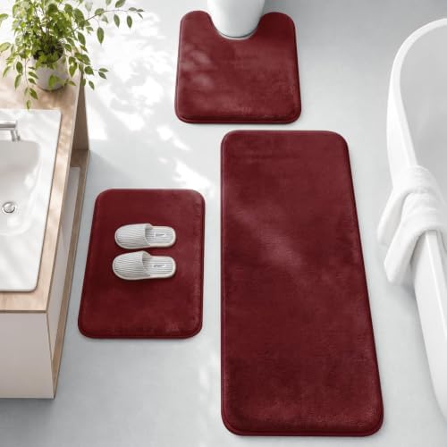 HUXMEYSON 3-Piece Memory Foam Bathroom Rug Set by HUXMEYSON