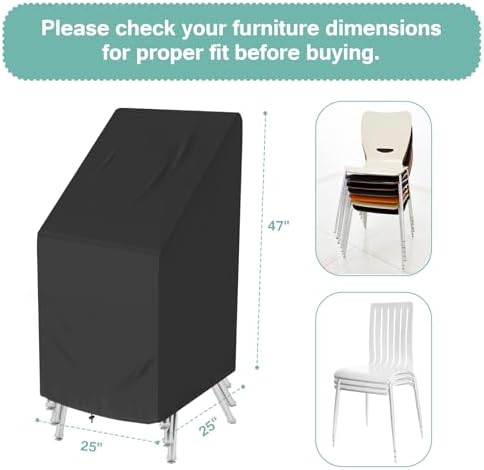 Outdoor Stackable Chair Cover Waterproof 25" W x 25" D x 47" H - Image 2