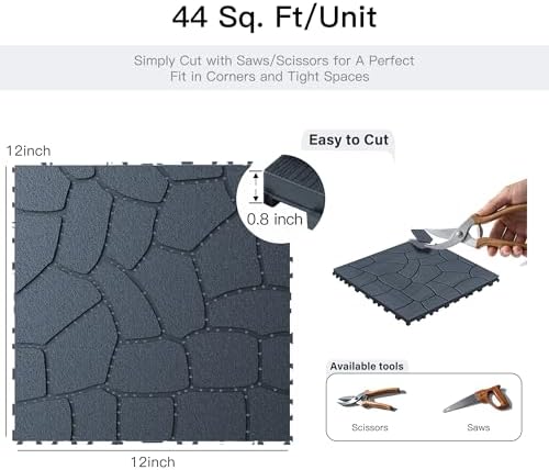 Interlocking Deck Tiles 44 Pack, Plastic Outdoor Deck Tiles - Image 4