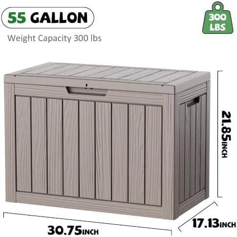 DRATO 55 Gallon Outdoor Storage Box Waterproof, Lockable Resin Deck Boxes - Image 2