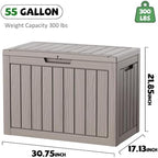DRATO 55 Gallon Outdoor Storage Box Waterproof, Lockable Resin Deck Boxes - Image 2