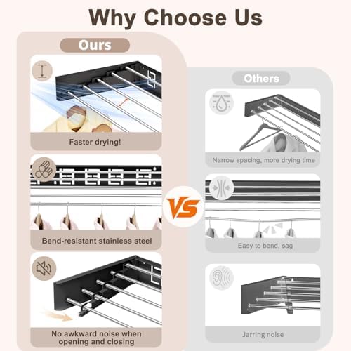 Wall Mounted Clothes Drying Rack Folding Indoor, Foldable Laundry Drying Rack - Image 6