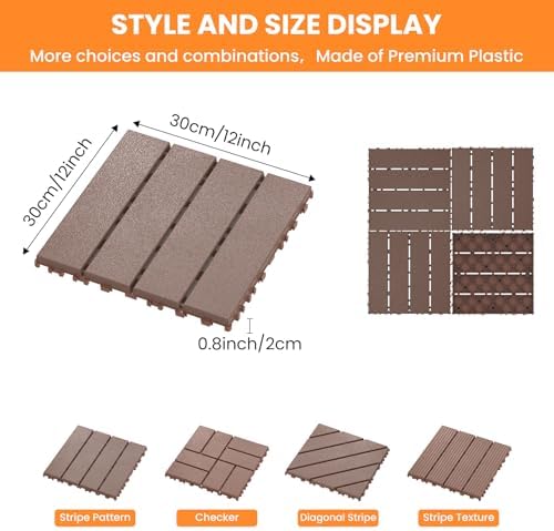 88 Pack Plastic Interlocking Deck Tiles, Patio Floor Decking Tiles - Image 2