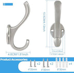 6 Pack Coat Hooks Wall Mount Heavy Duty Utility Retro Double Hooks - Image 3