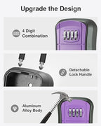 Puroma Key Lock Box Outdoor 4 Digit Code Combination Lockbox House 1 Purple - Image 4