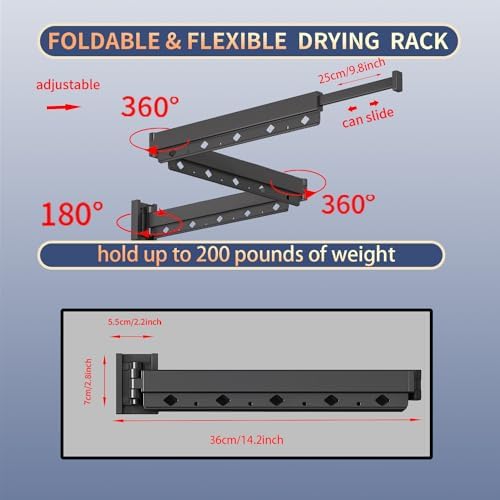 wall Mounted Clothes Drying Folding Hanger Rack - Image 6