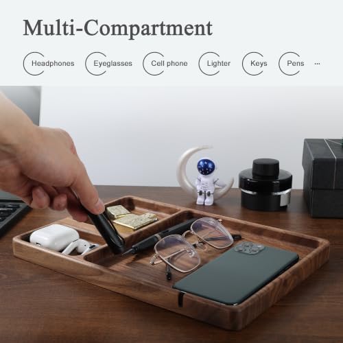 Walnut Wooden Valet Tray – Bedside Table Organizer - Image 4