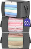 90L Large Storage Bags, 3 Pack Clothes Storage Bins Closet Organizers by BuddingJoy-BuildaJoyfulLifeforYou