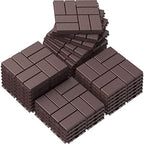 Goovilla Plastic Interlocking Deck Tiles, 27 Pack 12"x12", Dark Brown by Goovilla