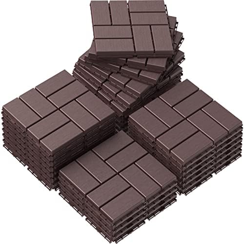 Goovilla Plastic Interlocking Deck Tiles, 27 Pack 12"x12", Dark Brown by Goovilla