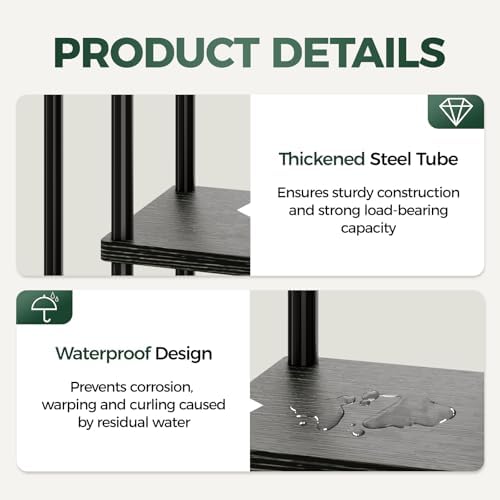 Bamworld Black Plant Stand Indoor Corner Plant Shelf - Image 6