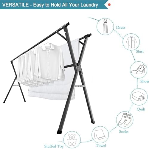 JAUREE 95 Inches Clothes Drying Rack, Drying Rack Clothing Folding Indoor - Image 2