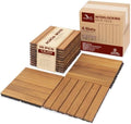 Acacia Interlocking Deck Tiles, 6 Slats, Honey Oak by VICTORYRELAX