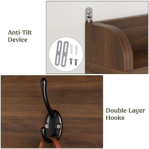 Hall Tree with Bench and Shoe Storage, 31.5” Coat Rack Entryway Organizer - Image 5