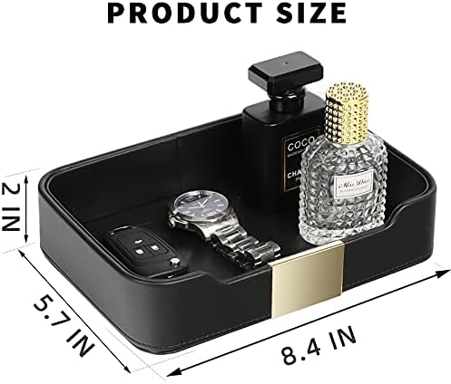 SANZIE Leather Tray Organizer, Valet Tray Key Bowl - Image 3