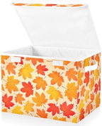 Bolaz Storage Bins with Lids and Handles, Autumn Maple Leaf Yellow Fallen by Unknown