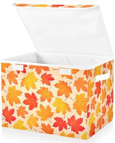 Bolaz Storage Bins with Lids and Handles, Autumn Maple Leaf Yellow Fallen by Unknown