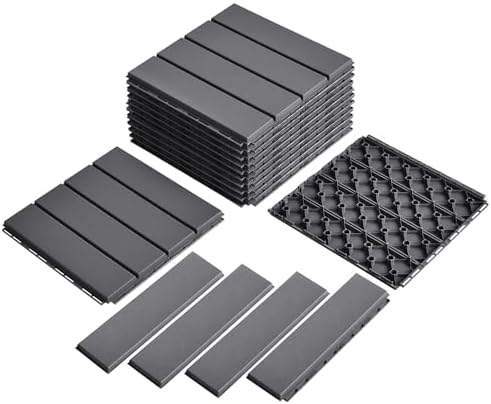 9 Pcs Plastic Interlocking Deck Tiles 12“x 12” by Unknown