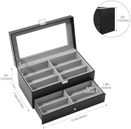 ProCase 12 Slots Sunglasses Organizer, 2 Layer Sunglass Case, Leather Eyeglass - Image 5