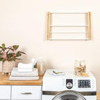 Household Essentials Bamboo and Metal Wall Mount Extendable Drying Rack - Image 3