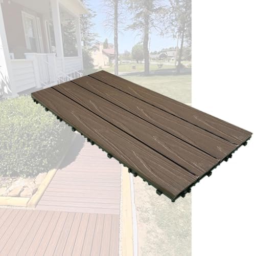1/6/12 pcs 12x24 Inch Patio Deck Tiles, Waterproof Non-Slip Wood Plastic by Unknown
