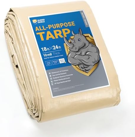 GUARD SHIELD Beige Tarp Heavy Duty Waterproof 18x24 Feet Outdoor Poly Tarps by GUARDSHIELD
