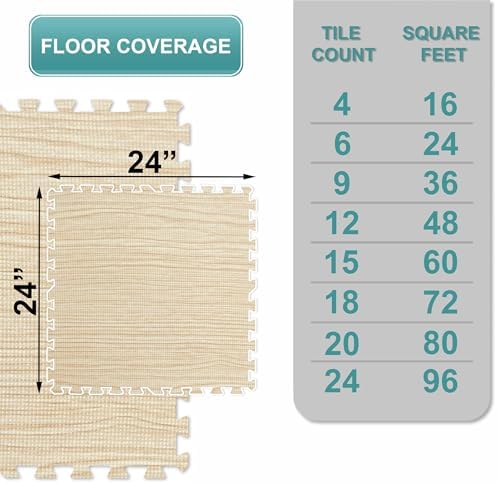 Sorbus Interlocking Wood Grain Foam Floor Tiles - Image 2