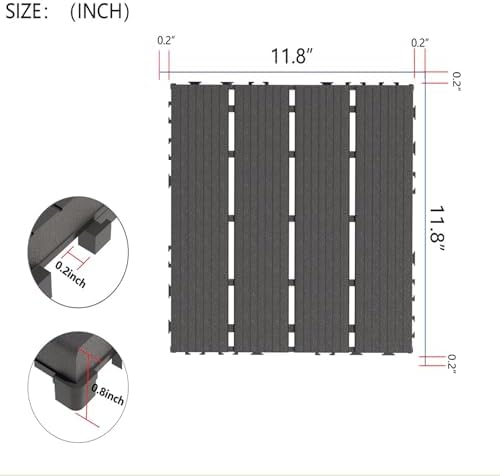 Plastic Interlocking Deck Tiles, 12 x 12 '' PP Resin, Non-Slip Drainage Holes - Image 4