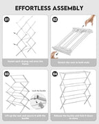 3-Tier Metal Folding Clothes Drying Rack, Laundry Drying Rack Clothing | - Image 7