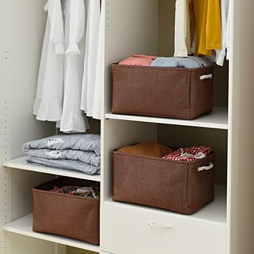 TheWarmHome Decorative Basket Rectangular Fabric Storage Bin Organizer Basket - Image 4