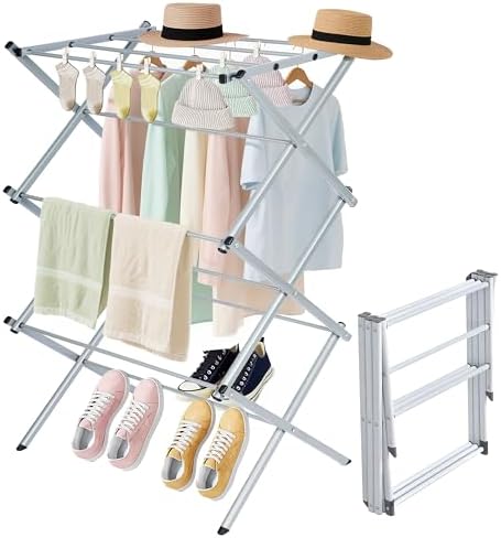 Whitmor Foldable Clothes Drying Rack: 3 Tier Laundry Drying Rack, Collapsible by Whitmor