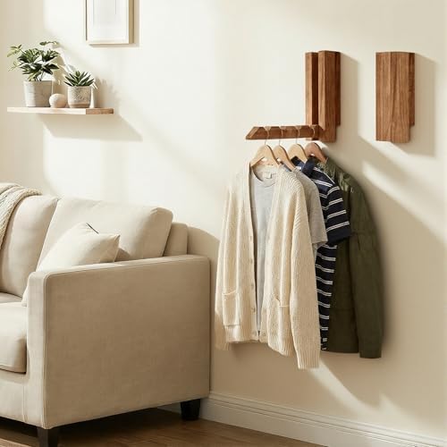 2 Pack Clothes Drying Rack Wall Mounted, Space Saver Wood Wall Mounted Folding - Image 6