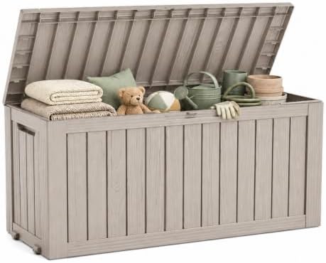 140 Gallon Outdoor Storage Box, Deck Box Waterproof, Toy Storage Bin by ATMELT