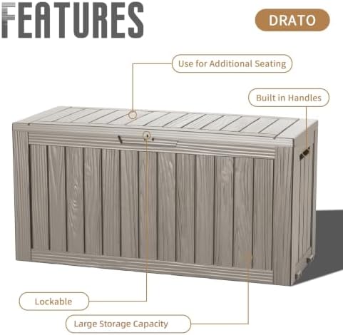 DRATO 135 Gallon Deck Boxes Outdoor Waterproof Storage Box - Image 6
