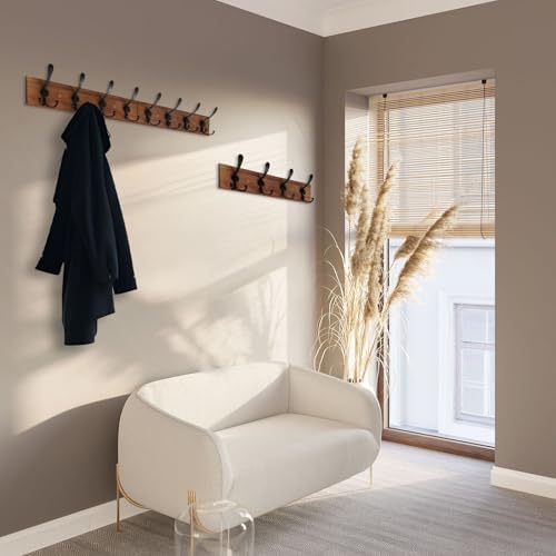 Wall Mount Coat Rack 47.3'' Burnt Brown Hanger - Image 3