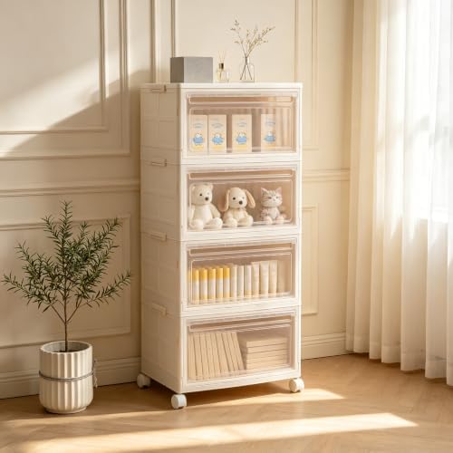 Stackable Storage Bins with Lid and Wheels, 128QT 4 Tier Closet Organizers - Image 7
