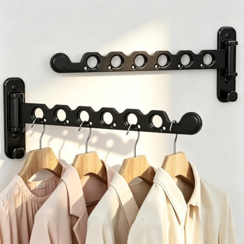 Wall Mounted Clothes Hanger Rack, Foldable Space Saving Laundry Rack by iMonse