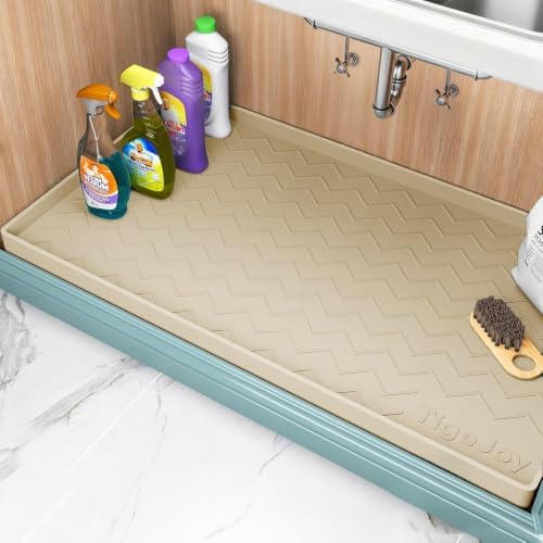 TigeJoy Under Sink Mats for Kitchen Waterproof 28" x 22", Cabinet Liner by TigeJoy
