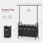 Tajsoon Laundry Sorter with Hanging Bar, 4 Section Laundry Hamper - Image 7