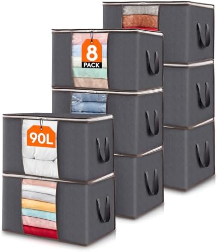 Lifewit 8 Pack 90L Clothes Storage Bins by Lifewit