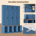 LUMISOL Wide Hall Tree with Storage Bench & Shoe Cube Storage, Mudroom Coat - Image 6