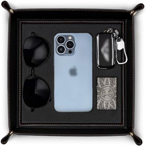 VLANDO Valet Tray, Foldable PU Leather Catchall Tray by VLANDO
