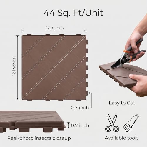 44 Pack Plastic Interlocking Deck Tiles, 12 x 12 Inch Waterproof Outdoor Floor - Image 3