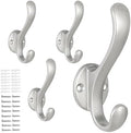 4 Pack Coat Hooks Wall Mount Heavy Duty Utility Retro Double Hooks by PEOIAOY
