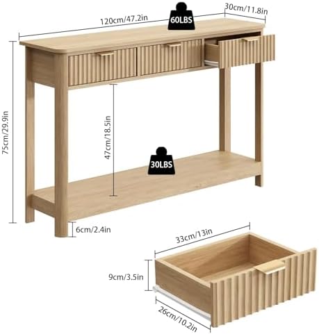 RUSTOWN Fluted Wood Console Table - Image 3