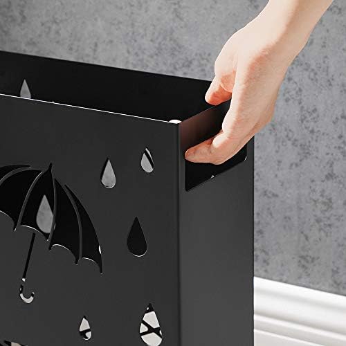 SONGMICS Metal Umbrella Stand, Rectangular, Removable Drip Tray, 4 Hooks - Image 6
