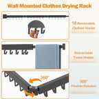 Kelisiting Wall Mount Clothes Drying Rack, 2-Fold Foldable & Sturdy Laundry - Image 3