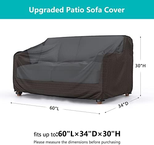 2-Seater Waterproof Outdoor Couch Cover 60"L×34"D×30"H Black - Image 2