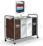 ROMOON Laundry Hamper Sorter Cart, 4-Section Organizer - Image 5