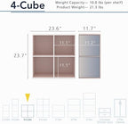 Homes: Inside + Out Apexa 4-Cube Storage Organizer Shelves, Stackable Wood - Image 3